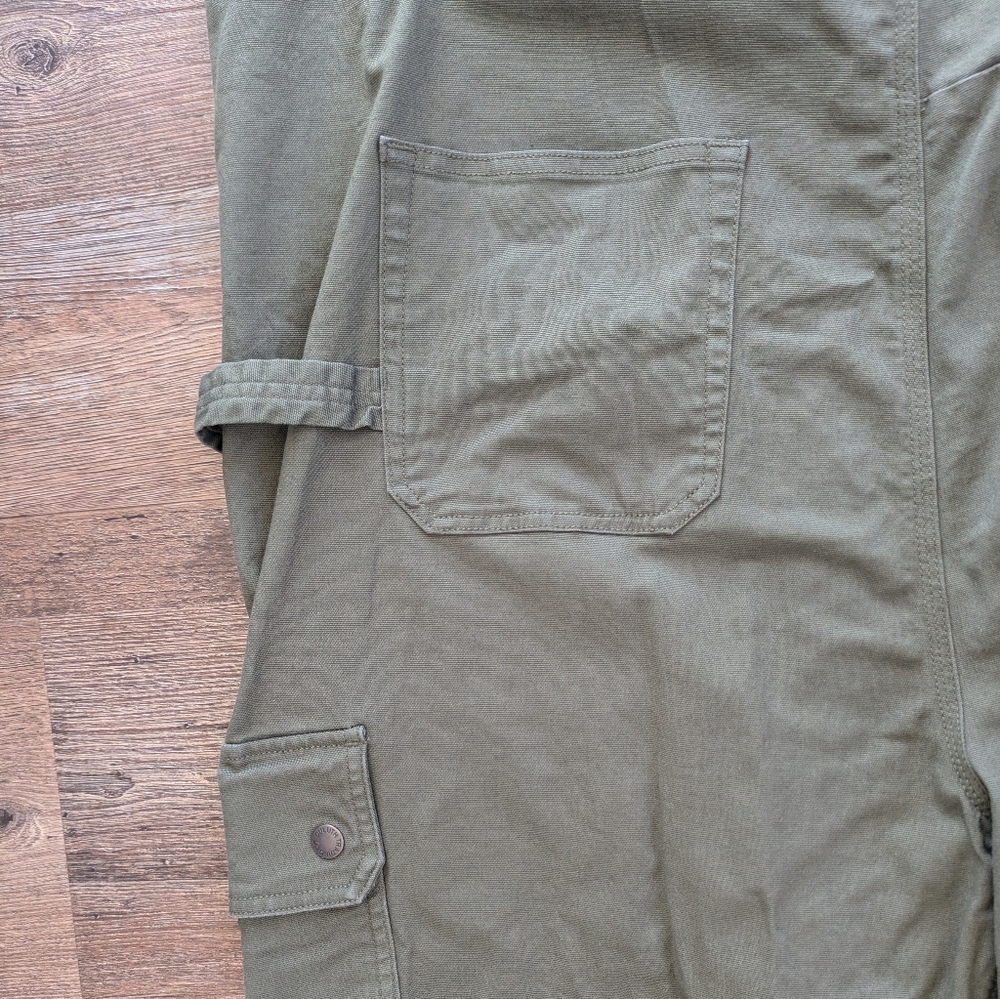 Duluth Trading Women's DuluthFlex Fire Hose Bib Overalls Vintage Green XXL x 31 - Picture 6 of 16